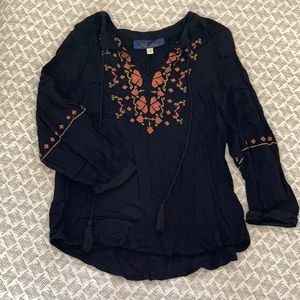 Blue Rain Black Blouse